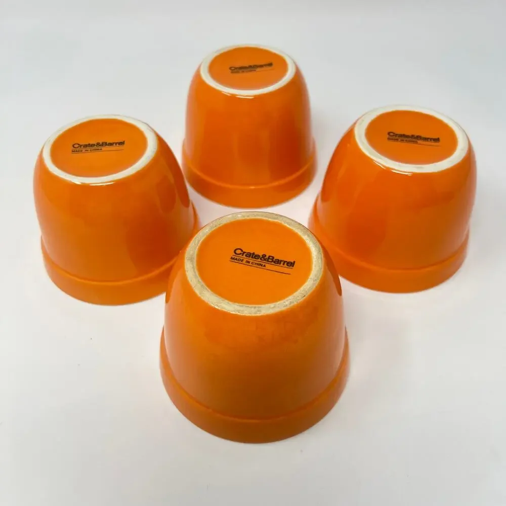 Crate and Barrel Addison Orange Ceramic Ramekins Set of 4 Vintage Portugal Bowls